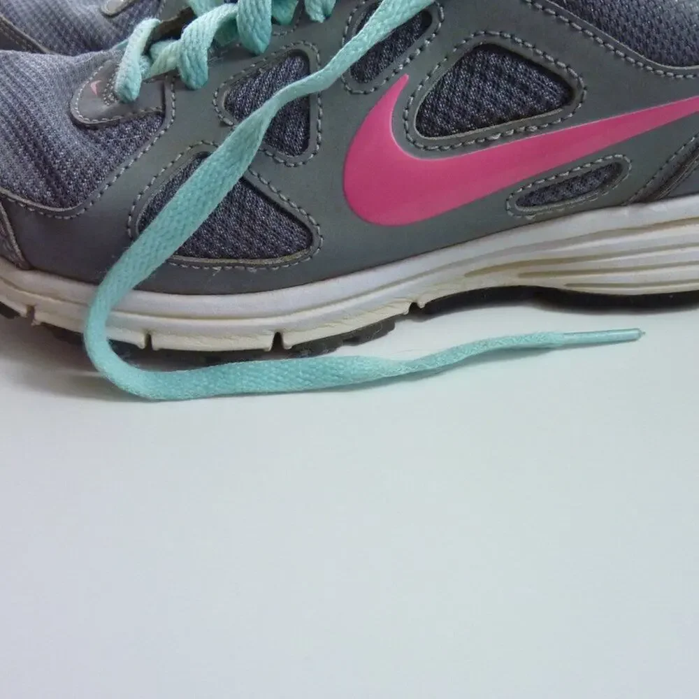 Nike Revolution Running Shoes Sneakers Size US 7.5 Gray Pink Blue - Picture 2 of 8